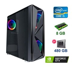 Игровой ПК First Player Color ATX / Intel Core i5-6500 (4 ядра по 3.2 - 3.6 GHz) / 8 GB DDR4 / 480 GB SSD / nVidia GeForce GTX 1660 Super, 6 GB DDR6, 192-bit / 500W / HDMI, DP, DVI