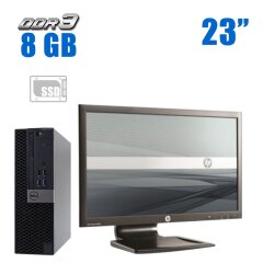 Комплект ПК: Dell OptiPlex 3040 SFF / Intel Core i3-6100 (2 (4) ядра по 3.7 GHz) / 8 GB DDR3 / 240 GB SSD / Intel HD Graphics 530 / DVD-ROM + Монитор HP Compaq LA2306x / 23" (1920x1080) TN / DVI, VGA, DP + Клавиатура и мышь
