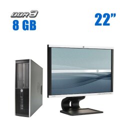Комплект ПК: HP Compaq 6200 Pro SFF / Intel Core i3-2100 (2 (4) ядра по 3.1 GHz) / 8 GB DDR3 / 240 GB SSD / Intel HD Graphics 2000 + Монитор HP Compaq LA2205wg / 22" (1680x1050) TN / DVI, VGA + Клавиатура и мышь