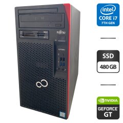 Комп'ютер Fujitsu Esprimo P957 E85 Tower / Intel Core i7-7700 (4 (8) ядра по 3.6 - 4.2 GHz) / 16 GB DRR4 / 480 GB SSD / nVidia GeForce GT 745, 2 GB GDDR3, 128-bit / DVD-ROM