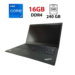 Ультрабук Lenovo Thinkpad T490s / 14" (1920x1080) IPS / Intel Core i7-8565U (4 (8) ядра по 1.8 - 4.6 GHz) / 16 GB DDR4 / 240 GB SSD / Intel UHD Graphics for 8th Generation / WebCam