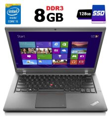 Ноутбук Lenovo ThinkPad T440s / 14" (1600x900) TN / Intel Core i5-4300U (2 (4) ядра по 1.9 - 2.9 GHz) / 8 GB DDR3 / 128 GB SSD / Intel HD Graphics 4400 / WebCam / USB 3.0 / miniDP / Windows 10 ліцензія