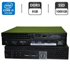 Неттоп Dell OptiPlex 3040 Micro USFF / Intel Core i5-6500T (4 ядра по 2.5 - 3.1 GHz) / 8 GB DDR3 / 1000 GB SSD / Intel HD Graphics 530 / Windows 11 Pro / Блок живлення