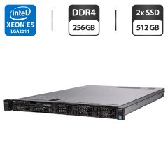 Сервер Dell PowerEdge R430 1U Rack / 2x Intel Xeon E5-2690 v3 (12 (24) ядер по 2.6 - 3.5 GHz) / 256 GB DDR4 / 2x 512 GB SSD / iDRAC8 with Lifecycle Controller / 2x 550W