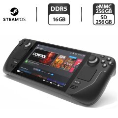 Портативная игровая приставка Valve Steam Deck 1010 / 7.4" (1280x800) IPS / AMD APU Zen 2 (4 ядра по 2.4 - 3.5 GHz) / 16 GB GDDR5 / 256 GB eMMC + 256 GB SD / AMD Radeon RDNA 2 / Wi-Fi / Bluetooth
