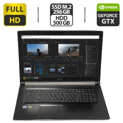 Ігровий ноутбук Acer Aspire 7 A717-72G / 17.3" (1920x1080) IPS / Intel Core i5-8300H (4 (8) ядра по 2.3 - 4.0 GHz) / 16 GB DDR4 / 256 GB SSD M.2 + 1000 GB HDD / nVidia GeForce GTX 1050, 4 GB GDDR5, 128-bit / WebCam / HDMI