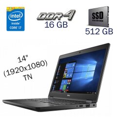 Игровой ноутбук Б класс Dell Latitude 5480 / 14" (1920x1080) TN / Intel Core i7-7820HQ (4 (8) ядра по 2.9 - 3.9 GHz) / 16 GB DDR4 / 512 GB SSD / nVidia GeForce 930MX, 2 GB DDR3, 64-bit / WebCam + Беспроводная мышка