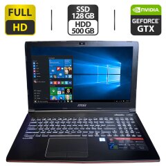 Игровой ноутбук MSI GP62MVR 6RF Leopard Pro / 15.6" (1920x1080) IPS / Intel Core i7-7700HQ (4 (8) ядра по 2.8 - 3.8 GHz) / 8 GB DDR4 / 128 GB SSD + 1000 GB HDD / nVidia GeForce GTX 1060, 3 GB GDDR5, 192-bit / WebCam