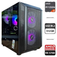 Ігровий ПК 1stPlayer D3-3F2-Plus Black Tower / AMD Ryzen 5 3600 (6 (12) ядер по 3.6 - 4.2 GHz) / 16 GB DDR4 / 512 GB SSD M.2 / AMD Radeon RX 5700, 8 GB GDDR6, 256-bit / 550W