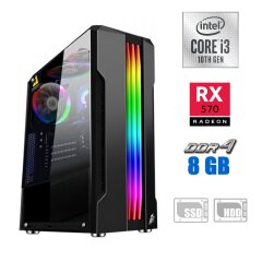 Игровой ПК 1stPlayer Rainbow Tower / Intel Core i3-10100F (4 (8) ядра по 3.6 - 4.3 GHz) / 8 GB DDR4 / 120 GB SSD + 500 GB HDD / AMD Radeon RX 570, 4 GB GDDR5, 256-bit / 450W
