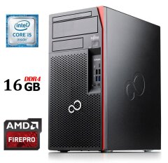 Ігровий ПК Fujitsu Esprimo P757 E90+ Tower / Intel Core i5-6500 (4 ядра по 3.2 - 3.6 GHz) / 16 GB DDR4 / 240 GB SSD M.2 / AMD FirePro W5000, 2 GB GDDR5, 256-bit / 280W / DisplayPort