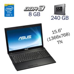 Ноутбук Asus P53SJ / 15.6" (1366x768) TN / Intel Core i5-2450M (2 (4) ядра по 2.5 - 3.1 GHz) / 8 GB DDR3 / 240 GB SSD / Intel HD Graphics 3000 / WebCam / DVD-ROM / NEW AKB