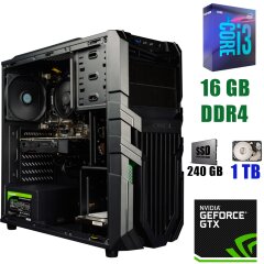 Raidmax Vortex V5 405WB Black / Intel Core i3-9100 (4 ядра по 3.6 - 4.2GHz) / 16 GB DDR4 / 240 GB SSD+1000 GB HDD / 500W / GeForce GTX 1660 6 GB