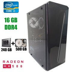 В подарок игровая клавиатура+стабилизатор напряжения! - 1st Player Rainbow-R3 Gaming / Intel Core i3-9100F (4 ядра по 3.6 - 4.2GHz) / 16 GB DDR4 / 240 GB SSD+500 GB HDD / XFX Radeon RX 580 8GB / БП Aerocool VX-700 700W