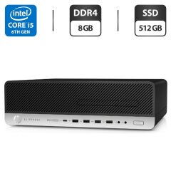 Компьютер HP EliteDesk 800 G3 SFF / Intel Core i5-6500 (4 ядра по 3.2 - 3.6 GHz) / 8 GB DDR4 / 512 GB SSD / Intel HD Graphics 530 / DVD-ROM / Windows 11 Pro