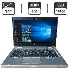 Ноутбук Б-клас HP EliteBook 8460p / 14" (1366x768) TN / Intel Core i5-2520M (2 (4) ядра по 2.5 - 3.2 GHz) / 8 GB DDR3 / 128 GB SSD / Intel HD Graphics 3000 / WebCam / DVD-ROM