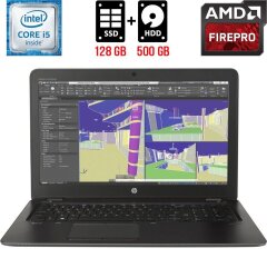 Мобильная рабочая станция HP ZBook 15u G3 / 15.6" (1920x1080) TN / Intel Core i5-6300U (2 (4) ядра по 2.4 - 3.0 GHz) / 16 GB DDR4 / 128 GB SSD + 500 GB HDD / AMD FirePro W4190M, 2 GB GDDR5, 128-bit / WebCam / DisplayPort