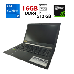 Игровой ноутбук Acer Aspire 7 A715-71G / 15.6" (1920x1080) IPS / Intel Core i7-7700HQ (4 (8) ядра по 2.8 - 3.8 GHz) / 16 GB DDR4 / 512 GB SSD / nVidia GeForce GTX 1050, 2 GB GDDR5, 128-bit / WebCam