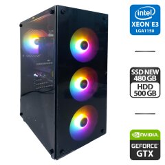 Игровой ПК 1stPlayer V3B Tower NEW / Intel Xeon E3-1271 v3 (аналог i7-4790) (4 (8) ядра по 3.6 - 4.0 GHz) / 32 GB DDR3 / 480 GB SSD NEW + 500 GB HDD / nVidia GeForce GTX 970, 4 GB GDDR5, 256-bit / 600W NEW + Мышка и кабели подключения