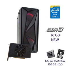 Игровой ПК First Player Color ATX Tower / Intel Core i7-3770 (4 (8) ядра по 3.4 - 3.9 GHz) / 16 GB DDR3 / 120 GB SSD+500 GB HDD / AMD Radeon RX 570, 4 GB GDDR5, 256-bit / 600W