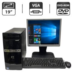 Комплект ПК: HP Compaq Pro 500B Tower / Intel Pentium E5400 (2 ядра по 2.7 GHz) / 8 GB DDR3 / 250 GB HDD / Intel Graphics + Монитор HP L1940T / 19" (1280x1024) TN / VGA + Мышка, клавиатура, кабели подключения