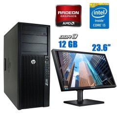 Комплект ПК: HP WorkStation Z220 Tower / Intel Core i5-3470 (4 ядра по 3.2 - 3.6 GHz) / 12 GB DDR3 / 500 GB HDD / AMD Radeon HD 7570, 1 GB GDDR5, 128-bit + Монитор Samsung S24E650PL / 23.6" (1920x1080) PLS / VGA, HDMI, DP + клавиатура, мышь и кабели