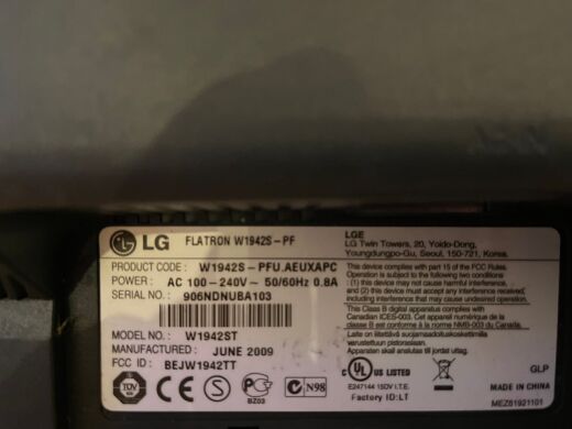 Монітор LG Flatron W1942S / 19" (1440x900) TN / VGA / VESA 75x75 