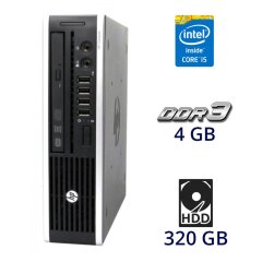 Неттоп HP Compaq 8200 Elite Ultra-slim PC / Intel Core i5-2400S (4 ядра по 2.5 - 3.3 GHz) / 4 GB DDR3 / 320 GB HDD / DVD-RW / DP / VGA