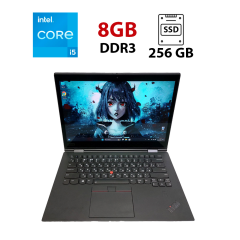 Ноутбук-трансформер Б-класс Lenovo ThinkPad X1 / 14" (1920x1080) IPS Touch / Intel Core i5-8250U (4 (8) ядра по 1.6 - 3.4 GHz) / 8 GB DDR3 / 256 GB SSD / Intel UHD Graphics 620 / WebCam / Windows 11 Pro