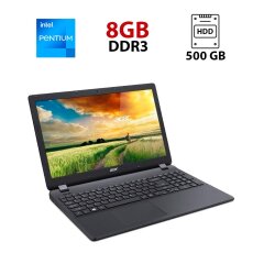 Ноутбук Acer Aspire ES1-531 / 15.6" (1366x768) TN / Intel Pentium N3700 (4 ядра по 1.6 - 2.4 GHz) / 8 GB DDR3 / 500 GB HDD / Intel HD Graphics / WebCam