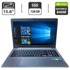 Ноутбук Б-клас Asus A551L / 15.6" (1366x768) TN / Intel Core i5-4200U (2 (4) ядра по 1.6 - 2.6 GHz) / 12 GB DDR3 / 128 GB SSD / nVidia GeForce 840M, 2 GB GDDR3, 64-bit / WebCam / DVD-ROM