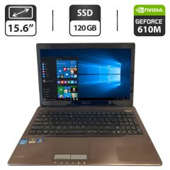 Ноутбук Б-клас Asus X53S / 15.6" (1366x768) TN / Intel Core i3-2350M (2 (4) ядра по 2.3 GHz) / 8 GB DDR3 / 120 GB SSD / nVidia GeForce 610M, 2 GB GDDR3, 64-bit / WebCam / DVD-ROM
