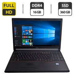 Ноутбук Б-клас Fujitsu LifeBook E556 / 15.6" (1920x1080) TN / Intel Core i7-6500U (2 (4) ядра по 2.5 - 3.1 GHz) / 16 GB DDR4 / 360 GB SSD / Intel HD Graphics 520 / WebCam