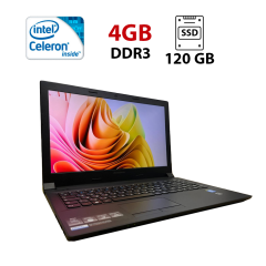 Ноутбук Б-клас Lenovo B50-30 / 15.6" (1366x768) TN / Intel Celeron N2815 (2 ядра по 1.86 - 2.13 GHz) / 4 GB DDR3 / 120 GB SSD / Intel HD Graphics / WebCam