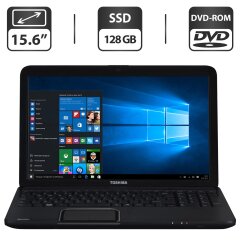 Ноутбук Toshiba Satellite C855D / 15.6" (1366x768) TN / Intel Core i3-2310M (2 (4) ядра по 2.4 GHz) / 4 GB DDR3 / 128 GB SSD / Intel HD Graphics 3000 / WebCam / DVD-ROM