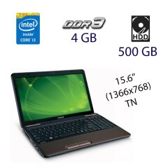 Ноутбук Toshiba Satellite L655 / 15.6" (1366x768) TN / Intel Core i3-350M (2 (4) ядра по 2.26 GHz) / 4 GB DDR3 / 500 GB HDD / WebCam / DVD-RW / АКБ держит 0 минут