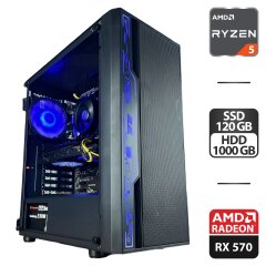Сборка под заказ: компьютер 2E Gaming Spero Tower / AMD Ryzen 5 3500 (6 (12) ядер по 3.6 - 4.2 GHz) / 16 GB DDR4 / 120 GB SSD + 1000 GB HDD / AMD Radeon RX 570, 8 GB GDDR5, 256-bit / 500W