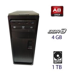 Системный блок Logic Tower / AMD A8-7600 (2 (4) ядра по 3.1 - 3.8 GHz) / 4 GB DDR3 / 1 TB HDD / 450W / HDMI
