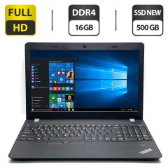 Ноутбук Б-клас Lenovo ThinkPad E570 / 15.6" (1920x1080) TN / Intel Core i5-7200U (2 (4) ядра по 2.5 - 3.1 GHz) / 16 GB DDR4 / 500 GB SSD NEW / Intel HD Graphics 620 / WebCam / HDMI / Windows 10 Pro