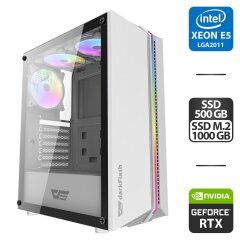 Ігровий ПК DarkFlash DK151 Tower / Intel Xeon E5-2697 v3 (14 (28) ядер по 2.6 - 3.6 GHz) / 64 GB DDR4 / 500 GB SSD + 1000 GB SSD M.2 / nVidia GeForce RTX 3070, 8 GB GDDR6, 256-bit/ 600W + в подарунок перехідник DP-DVI/VGA