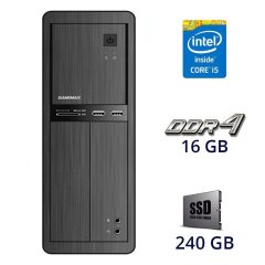 Компьютер GameMax SFF / Intel Core i5-7400 (4 ядра по 3.0 - 3.5 GHz) / 16 GB DDR4 / 240 GB SSD / Asus Prime B250M-C / 400W