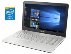 Игровой ноутбук Б-класс Asus N551V / 15.6" (3840x2160) IPS / Intel Core i7-6700HQ (4 (8) ядра по 2.6 - 3.5 GHz) / 16 GB DDR4 / 128 GB SSD M.2 + 1000 GB HDD / nVidia GeForce GTX 960M, 4 GB GDDR5, 128-bit / WebCam / DVD-RW / Win 10 Home