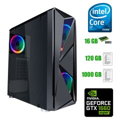 Игровой ПК First Player Color ATX NEW / Intel Core i7-4790 (4 (8) ядер по 3.60 - 4.00 GHz) / 16 GB DDR3 NEW / 120 GB SSD NEW + 1 TB HDD / nVidia GeForce GTX 1660 Super, 6 GB DDR6, 198-bit NEW / 500W NEW / DeepCool Gammaxx 300 NEW 
