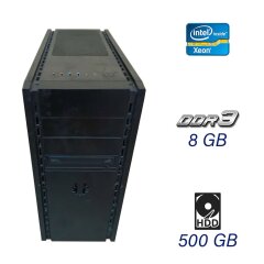 Ігровий ПК Б-клас Tower / Intel Xeon E3-1230 v3 (4 (8) ядра по 3.3 - 3.7 GHz) / 8 GB DDR3 (1600 MHz) / 500 GB HDD / ASUS GT 420, 2 GB DDR3, 128-bit / 480W / DVD-RW