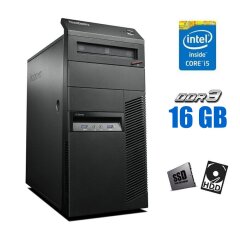 Комп'ютер Lenovo ThinkCentre M83 Tower / Intel Core i5-4570 (4 ядра по 3.2 - 3.6 GHz) / 16 GB DDR3 / 120 GB SSD + 500 GB HDD / Intel HD Graphics 4600