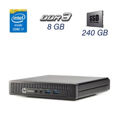 Неттоп HP EliteDesk 800 G1 Desktop Mini PC / Intel Core i7-4765T (4 (8) ядра по 2.0 - 3.0 GHz) / 8 GB DDR3 / 240 GB SSD / Wi-Fi / Блок живлення в комплекті