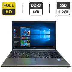Ноутбук Б-клас Fujitsu LifeBook E756 / 15.6'' (1920x1080) TN / Intel Core i7-6500U (2 (4) ядра по 2.5 - 3.1 GHz) / 8 GB DDR3 / 512 GB SSD / Intel HD Graphics 520 / WebCam / VGA