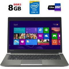 Ультрабук Б-класс Toshiba Portege Z30-A-12N / 13.3" (1366x768) TN / Intel Core i5-4200U (2 (4) ядра по 1.6 - 2.6 GHz) / 8 GB DDR3 / 128 GB SSD / Intel HD Graphics 4400 / WebCam / HDMI