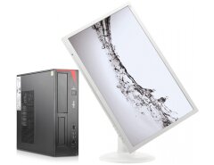 Комплект ПК: Fujitsu Esprimo E420 E85+ SFF / Intel Core i5-4460 (4 ядра по 3.2 - 3.4 GHz) / 8 GB DDR3 / 240 GB SSD / Intel HD Graphics 4600 + Монитор AOC E2460PQ / 24" (1920x1080) TN + клавиатура и мышь 