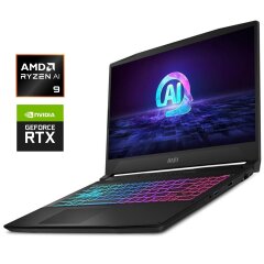 Игровой ноутбук MSI Katana A15 AI / 15.6" (1920x1080) IPS / AMD Ryzen 9 8945HS (8 (16) ядер по 4.0 &ndash; 5.2 GHz) / 16 GB DDR5 / 1000 GB SSD M.2 / nVidia GeForce RTX 4070, 8 GB GDDR6, 128-bit / WebCam / Win 11